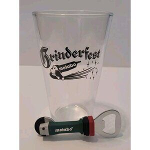 Metabo Grinderfest Pint Glass 16 ounces and Bottle Opener Set New